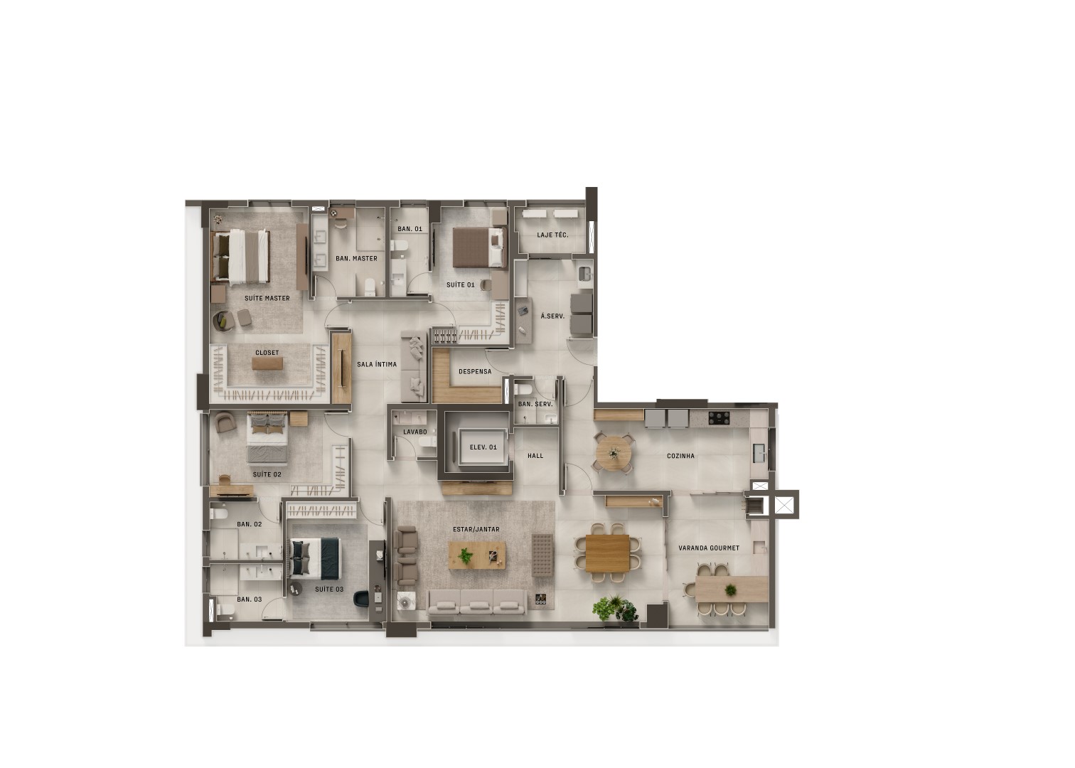 Planta tipo - 245 m²