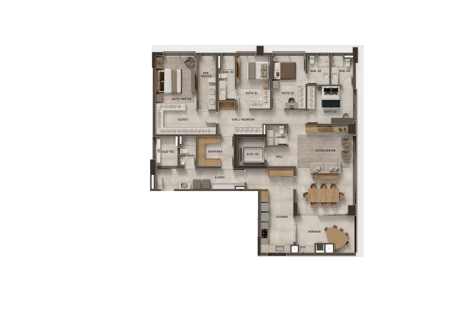 Planta tipo - 215 m²