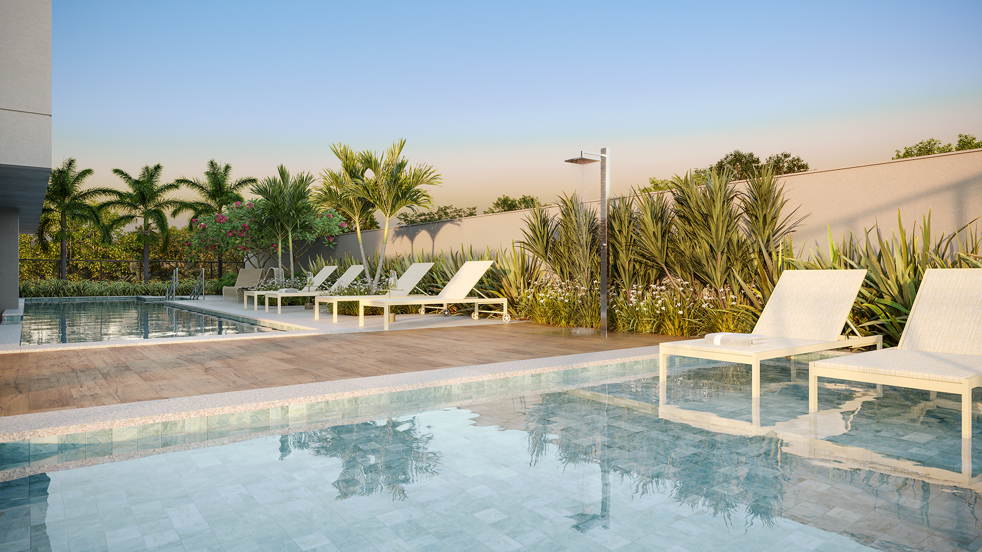 Piscina infantil + deck molhado